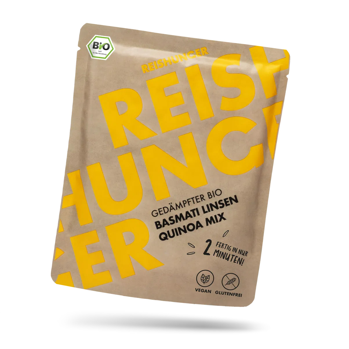 Beutel für die Mikrowelle  mit Basmati Linsen Quinoa Mix von Reishunger verkauft im Grubers Feinkost Manufaktur Onlineshop.
